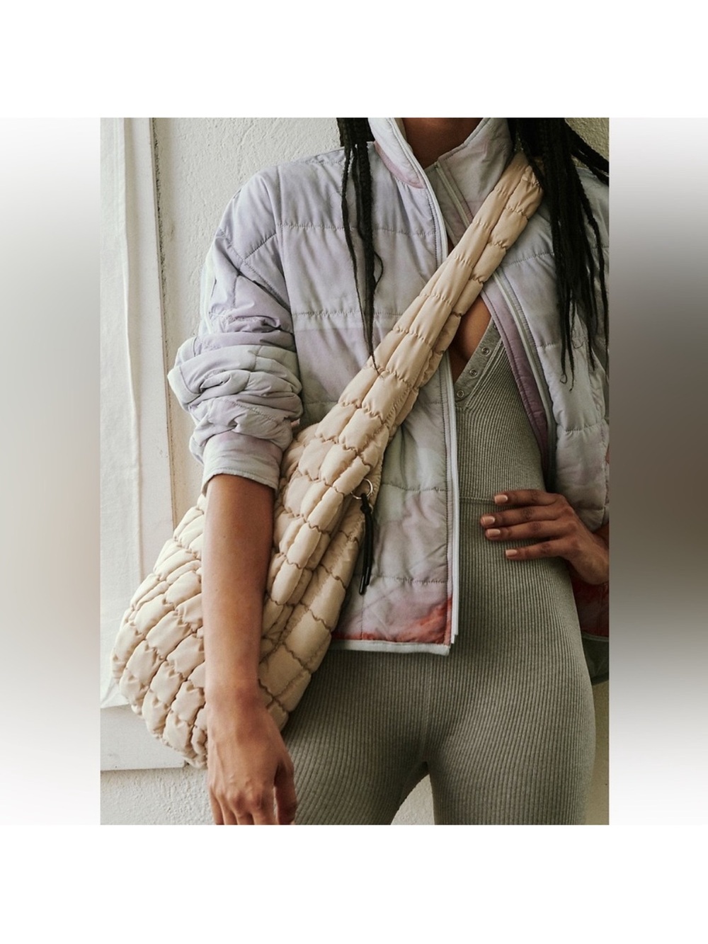 Free People Quilted Carryall Large Hobo Bag in Light Beige - Picture 4 of 4